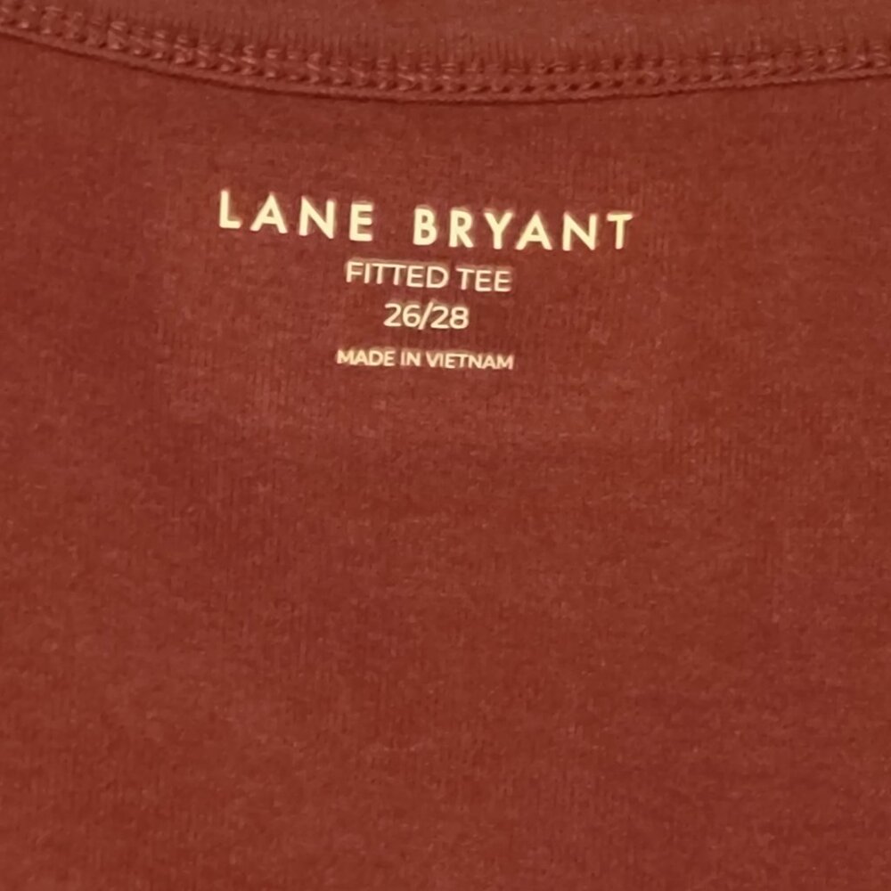 LANE BRYANT NWT Cotton Blend Wine/Burgundy Fitted Tee Plus Size 26/28 - Picture 5 of 11